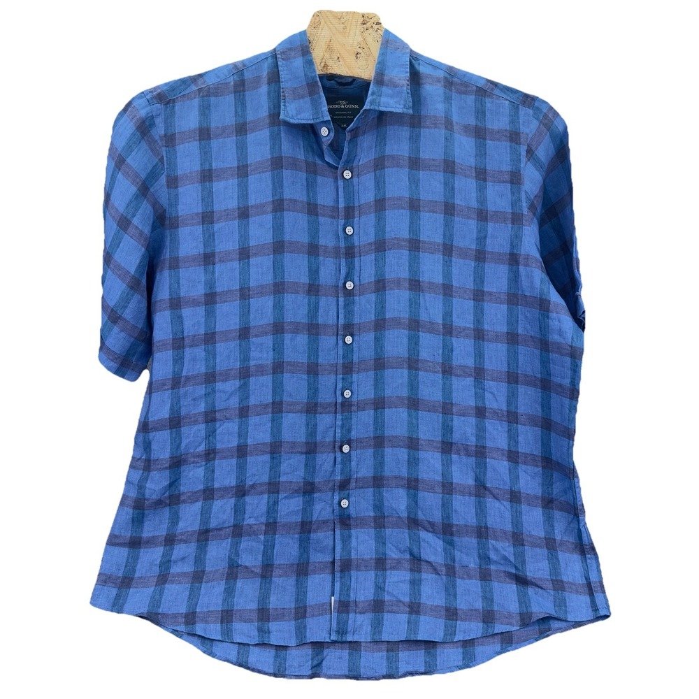 Rodd & Gunn Albini 100% Italian Linen Short Sleeve Plaid Button Up Shirt Sz 3XL